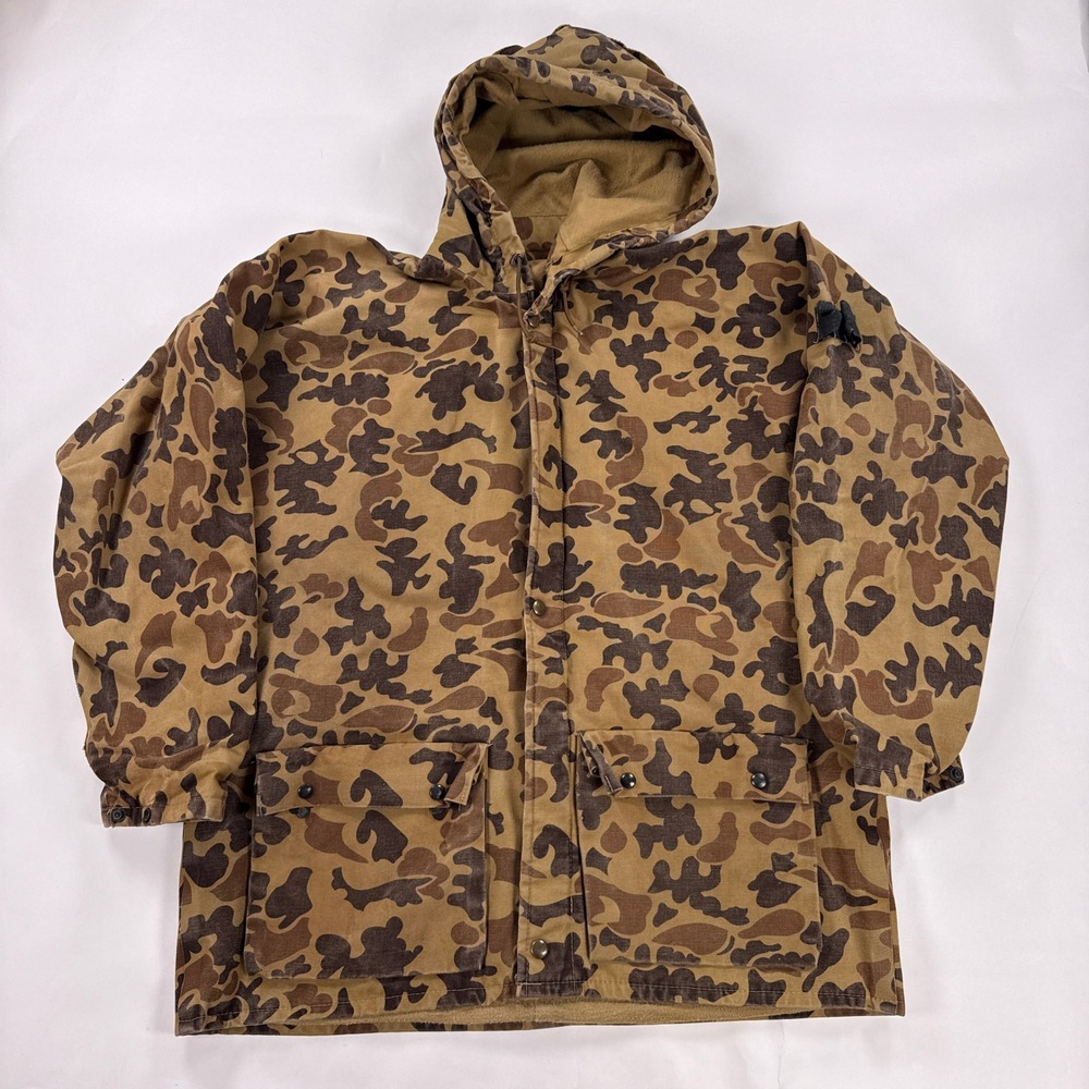 Vintage Orvis Duck Hunter Camo Parka Jacket Men Medium Fleece Lined Hunting Coat